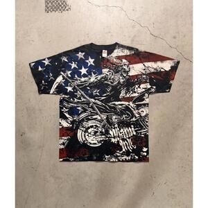 Vintage Y2k Motorcycle Miami Ink Skull T-Shirt AOP Biker